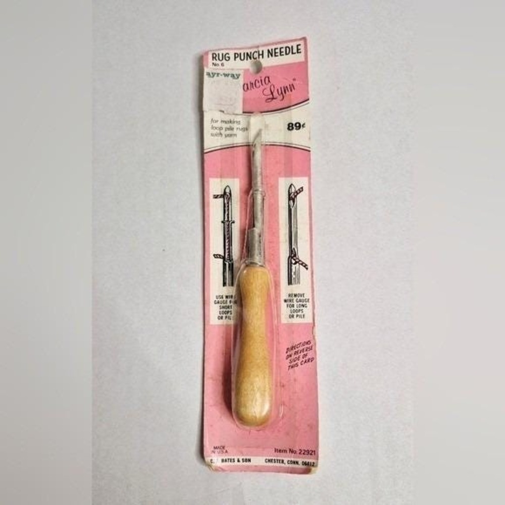 Marcia Lynn Rug Punch Needle Vintage No 6 Wood Handle Fiber Art Tool Pink USA